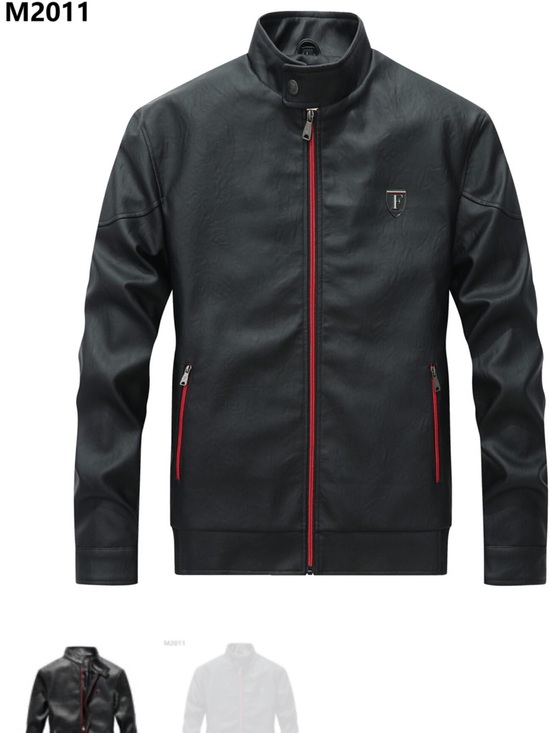 Other - Ferrari Collection Black Leather Jacket with Red Trim - Logo